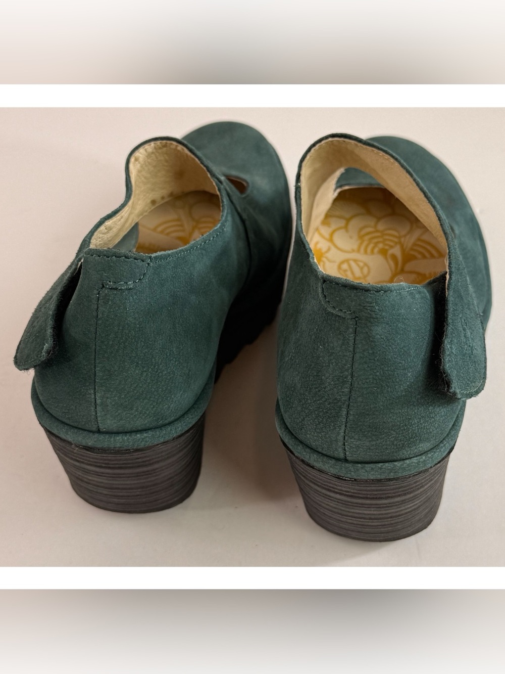 Fly London Womens Yasi Leather Mary Jane Closed Toe Wedge Heel Deep Teal size 39 - Picture 7 of 12